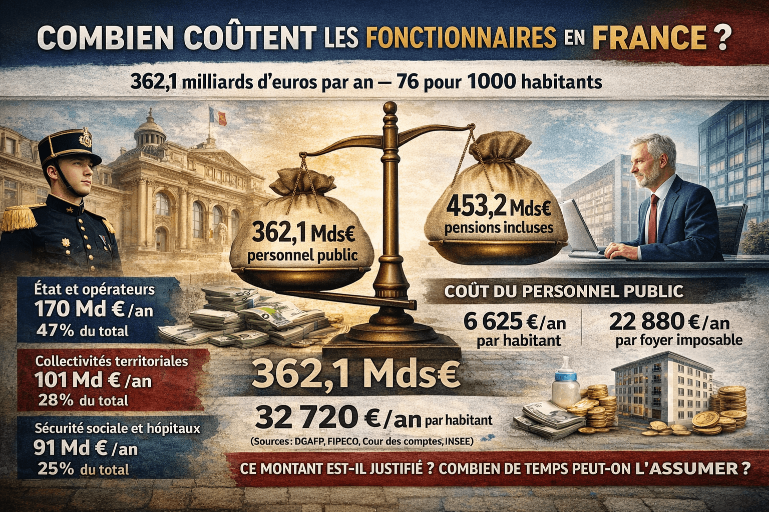 Combien coûtent les fonctionnaires en France ? 362 milliards passés au crible