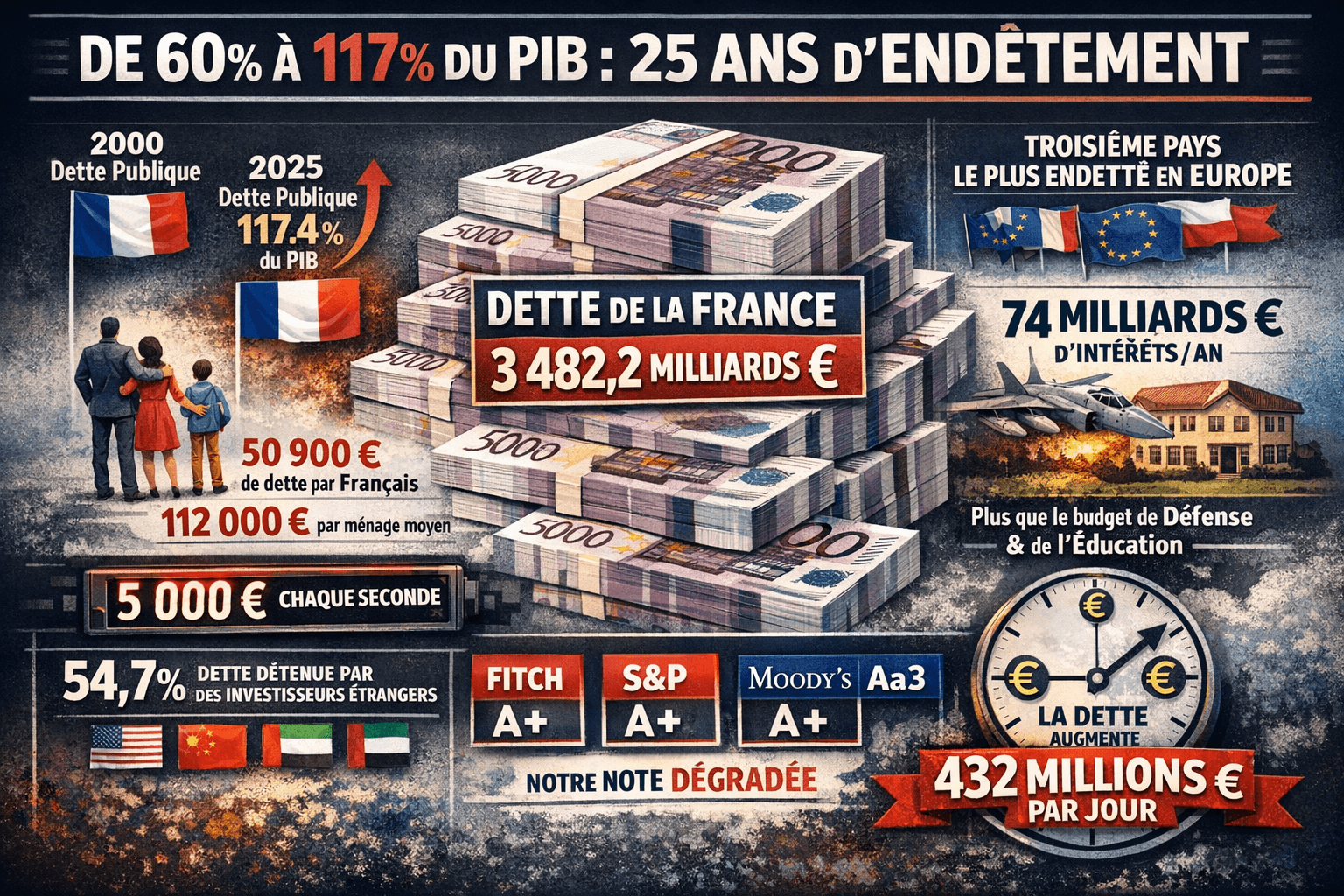 Dette publique : chaque Français doit 50 575 €, bébés compris